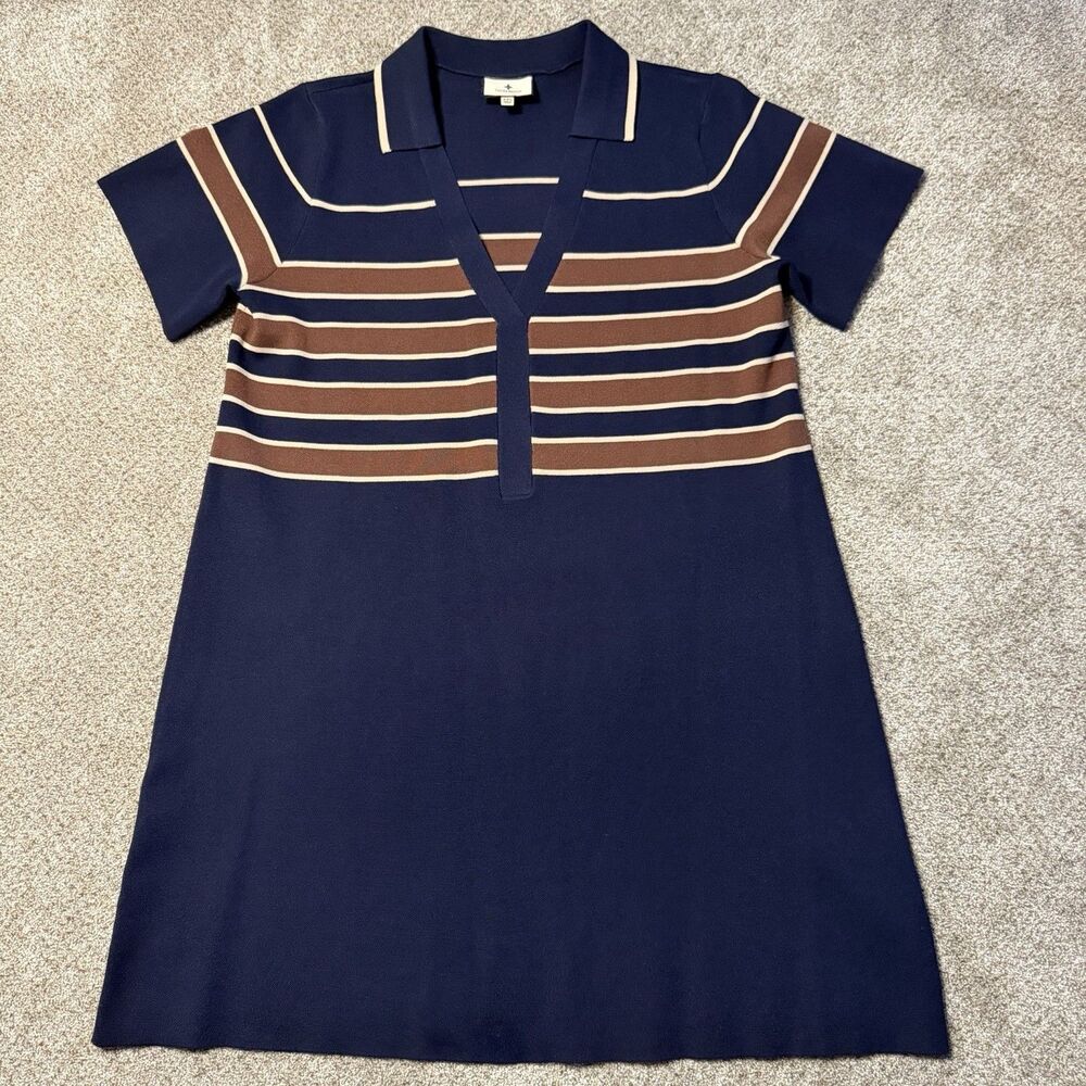 Tuckernuck Midnight Cacao Wright Polo Dress XXL Striped Knit Tenniscore Preppy